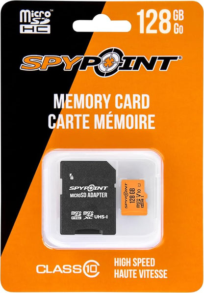 SPYPOINT 128GB Micro SD Memory Card Trail for Cameras | Adapter Media Storage for Trail and Game Cameras Designed | Used in Hunting and Trail Cams