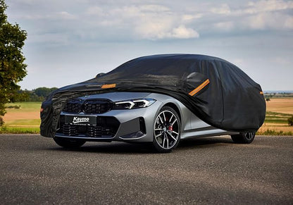 Kayme 7 Layers Car Cover Custom Fit for BMW 3 Series 320i 325i 328i 330i 335i (2013-2025) Waterproof All Weather for Automobiles, Outdoor Full Cover Rain Sun UV Protection.Black
