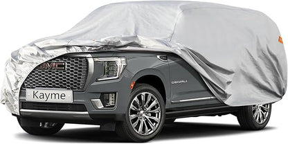 Kayme 6 Layers SUV Car Cover Custom Fit for GMC Yukon (1995-2025) Waterproof All Weather for Automobiles, Outdoor Full Cover Rain Sun UV Protection.Silver