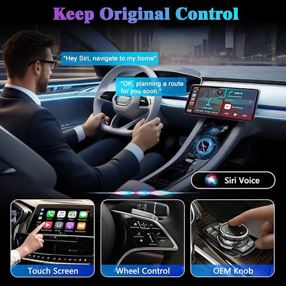 Wireless CarPlay Adapter for iPhone, 2025 Upgrade Convert Wired to Wireless Car Play Dongle, Mini Size USB Design for Apple CarPlay Adapter, USB-A/Type-C, No Delay, Plug and Play & Stable Control