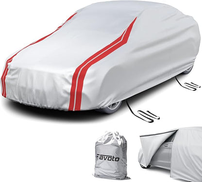 Favoto Sedan Car Cover Waterproof - Custom Fit for Toyota Corolla (1996-2024) All Weather for Automobiles Outdoor with Reflective Stripe Snow Sun Dust UV Protection Full Exterior Cover