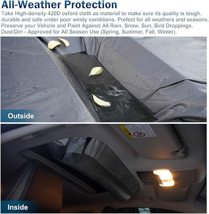 Car Cover Waterproof for 2007-2025 Chevy Suburban/GMC Yukon XL/Cadillac Escalade ESV, Snowproof Outdoor Car Covers with Zipper Windproof Heavy Duty All Weather (Black)