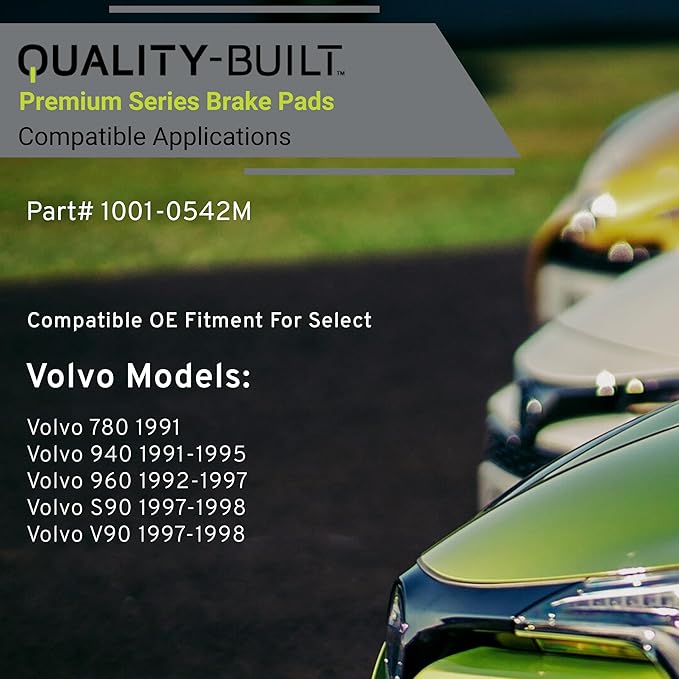 Premium Semi-Metallic Front Brake Pads (1001-0542M) Replacement for Volvo 780 1991, 940 1995-1991, 960 1997-1992, S90 1998-1997, V90 1998-1997