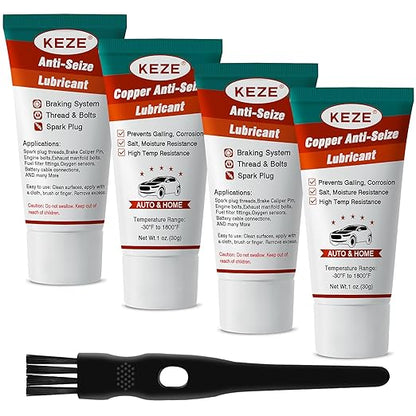 Keze High Temp Copper Anti Seize Compound for Car Spark Plug Bolts Thread Lubricant Grease 1 oz-4 Pack