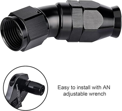 EVIL ENERGY 12AN 30 Degree PTFE One Piece Full Flow End Hose Fitting Aluminum Black