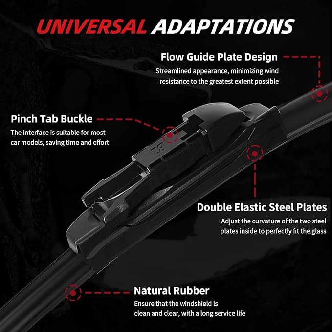 OTUAYAUTO Premium Windshield Wiper Blades - Replacement for Ford Escape 2013-2019 - Precision Fit, All-Weather Performance, Front and Rear Wiper Blades, Pinch Tab - 28"+28"+11" (Pack of 3)