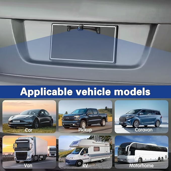 Kairiyard Backup Camera for Car, License Plate Back up Camera 170° Wide View Angel Vehicle Universal Reverse Rear View Camera Systems Waterproof for Cars Trucks Pickup SUVs RVs