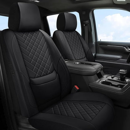BABYBLU Chevy Chevrolet Silverado GMC Sierra Car Seat Covers Fit 2007-2023 2024 2025 1500/2500HD/3500HD (Black, Full Set)