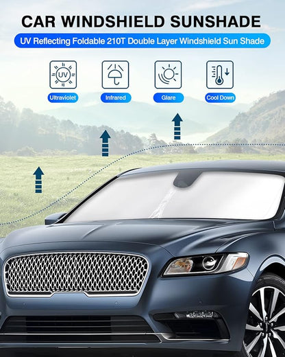 KUST Windshield Sun Shade for Lincoln Continental 2017-2020 Window Shade Sun Visor Cover Foldable Blocks UV Rays Keep Your Car Cooler