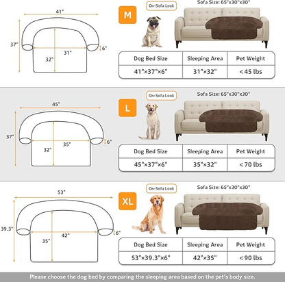 GGIB Calming Dog Bed Fluffy Plush Dog Mat for Furniture Protector with Removable Washable Cover for Large Medium Small Dogs and Cats (Large, Coffee)