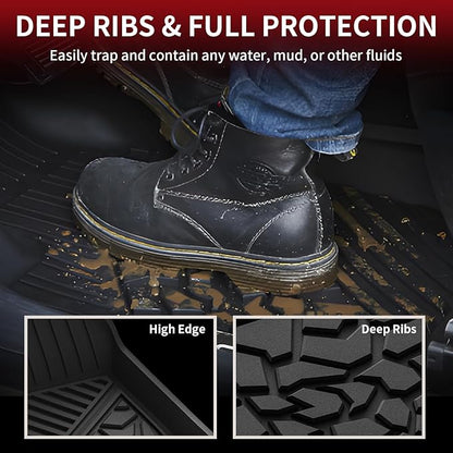 LASFIT Floor Mats for Ford Maverick 2025 2024 2023 2022 (Hybrid Models Only) All Weather Car Mats TPE Truck Liners Vehicle Accessories for Ford Maverick - 1st & 2nd Row, Black