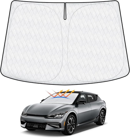5-Layer Lighttight Windshield Sun Shade Fits for Kia EV6 2022-2024 2025 2026 Foldable Sun Shade for EV6 Accessories Car Front Window Sunshade Sun Visor