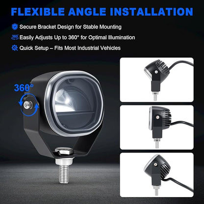 Forklift Arc Safety Light, LED Warning Lamp Blue Line Projection, Aluminum Housing, Stainless Steel Bracket, for Industrial Truck, Lift Truck, AGV, Warehouse, Logistics