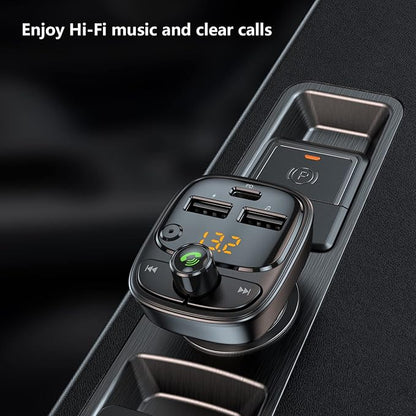 Bluetooth 5.3 FM Transmitter Car Adapter, Wireless Radio MP3 Player Stereo Music Audio Receiver Hands Free Calling, 42W (PD 30W & 12W) USB C Car Charger for iPhone, Support TF Card & USB Disk (Black)
