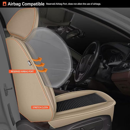 Seat Covers Fit for Toyota Camry 2012-2023 2024 2025: Car Seat Covers Full Set 5 Seats Leather Ice Silk Breathable Waterproof Automotive Seat Cushion Protector (Black & Beige)