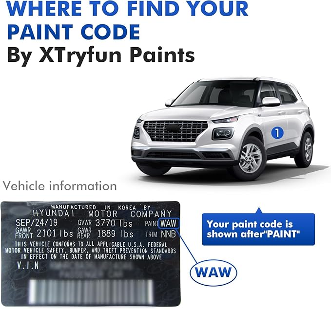 Intense Blue (YP5) Touch Up Paint Compatible with Hyundai, DIY Car Paint Scratch Repair, Automotive Paints, Quick & Easy Fix Scratch Repair for Tucson/Elantra/Venue/Ioniq