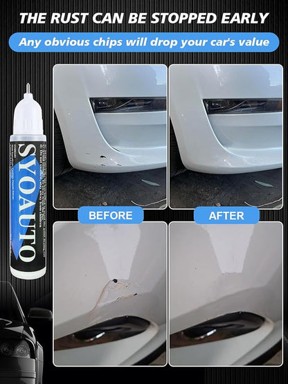 SYOAUTO White Touch Up Paint for Cars, White Car Touch up Paint White Auto Paint Scratch Repair Automotive Touchup Paint Pen 2 in 1 Car Touch Up Paint 0.4 oz