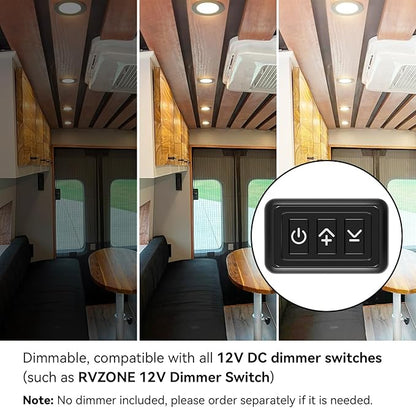 RV Boat Recessed Ceiling Light 6 Pack 12V LED Puck Light with Hole Puncher DC 12V 3W Full Aluminum Downlights for Under Cabinet Camper Vans RV Interior Lighting,2700-3200K