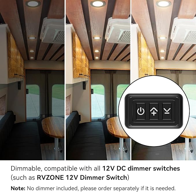 RV Boat Recessed Ceiling Light 6 Pack 12V LED Puck Light with Hole Puncher DC 12V 3W Full Aluminum Downlights for Under Cabinet Camper Vans RV Interior Lighting,5500-6000k