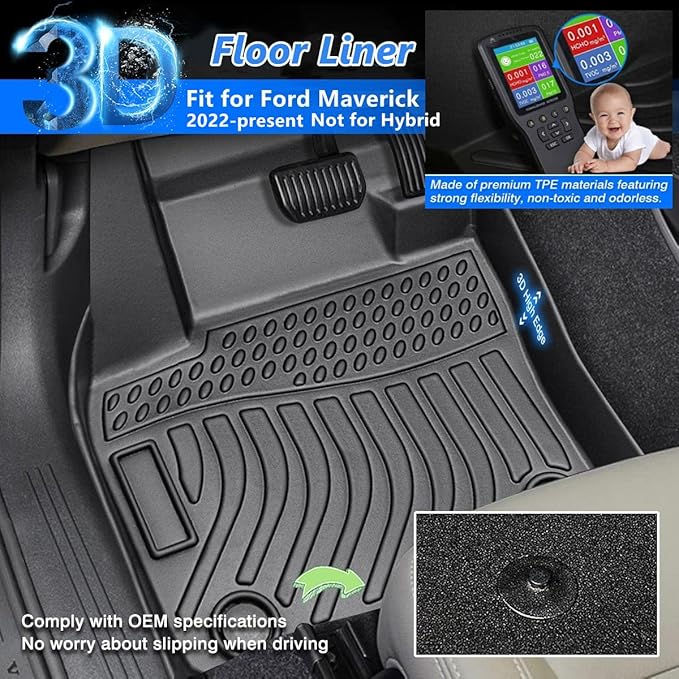 Cartist Floor Mats Fit for Ford Maverick 2022-2025 2026 (Only Fit Gasoline Models), All Weather Floor Mat for Maverick Heavy Duty Waterproof