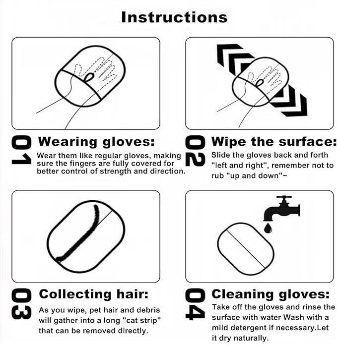 (3PCS) Pet Hair Remover Glove, 2025 New Efficient Grooming Gloves for Pet Hair, Pet Hair Remover Gloves for Dog & Cat, Reusable Pet Hair Remover Glove for Washing, Deshedding, Grooming
