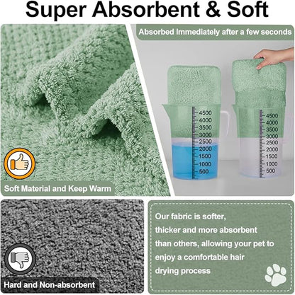 Giant Dog Bath Bubble, Quick Drying Super Absorbent Used for After Bathing, Warm Dog Towels, Adjustable Hoodies and Belts for Pet Dogs Bath Clothes Products(Green Jacquard, 6XL)