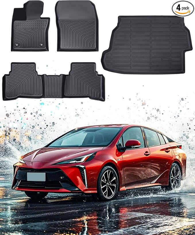 Floor Mats Cargo Liner for Toyota Prius 2023 2024 2025, All Weather Car Floor Mats for 5th Gen pruis 2023-2025, Non-Slip Waterproof Floor Liner Car Accessories for Prius LE XLE Limited Prime