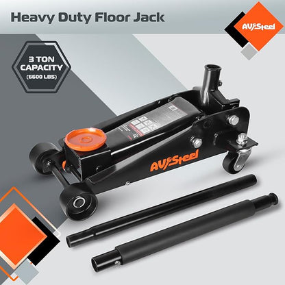 3 Ton Floor Jack (6600 lbs), Heavy Duty Hydraulic Jack for Car, Heavy-Duty Floor Jack with Single Piston Pump, Quick Lift Car Jack 3 ton with Lifting Range 5.5'' to 18.5''