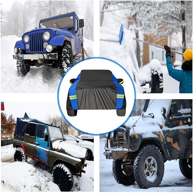 Avecrew Truck Cover Waterproof, All Weather for Truck Cover for Automobiles, Pickup Truck Cover Rain Snow UV Dust Protection(230""-242""), Black-Blue, RZ-21-PXL