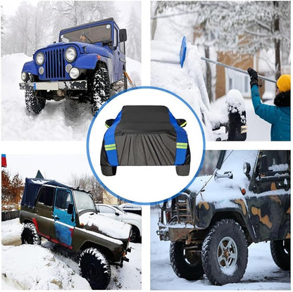 Avecrew Truck Cover Waterproof, All Weather for Truck Cover for Automobiles, Pickup Truck Cover Rain Snow UV Dust Protection(230""-242""), Black-Blue, RZ-21-PXL
