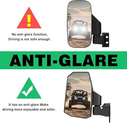 Defender Side Mirrors,The Spring Back Feature Allows Easy Reset After Fold,2024 New UTV Mirrors Compatible with Can Am Defender HD10 HD9 HD8 HD7 HD5,Suitable for No Door,Half Door,Full Door