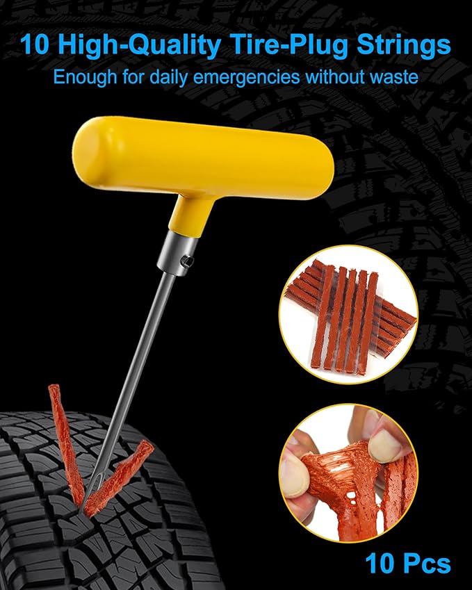 Tire Repair Kit with Plugs, Tire Plug Kit Heavy Duty Professional for Car, ATV, Motorcycle, Truck, Flat Tire Emergency Repair