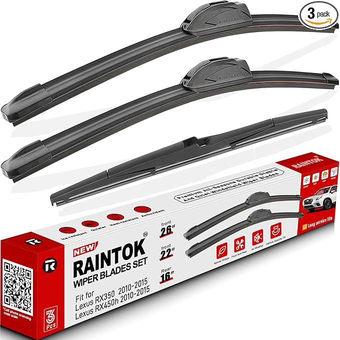 Windshield Wiper Blades Replacement for 2010-2015 Lexus RX350 RX450h RX 350 450h Original Factory Quality Front Rear Wipers Blade Set for My Car - 26" 22" 16" (Pack of 3)