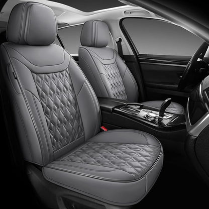 Car Seat Covers Full Set, Leather Seat Covers for Cars, Car Seat Protector Waterproof, Non-Slip Car Interior Covers Fit for Most Cars, SUV, Vans, Trucks,5Seaters,Full Set,Gray