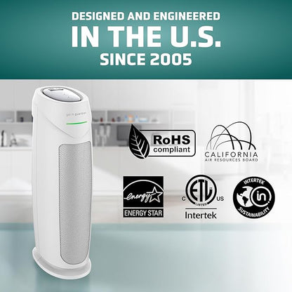 GermGuardian Air Purifier for Home, for Wildfire Smoke, Pets, Pollen, Odor, Mold Spores, Large Rooms Up to 743 Sq. Ft., with HEPA Pure Air Filter, UV-C Light, Air Quality Sensor, 22", AC4880W, White