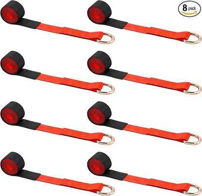 8Pack 2'' X 8ft Tow Truck Straps Lasso Wheel Lift Straps Lasso Tow Strap with D Ring 11, 000 Lbs Break Strength Auto Tie Down Auto Hauler for Trailer Truck Tie