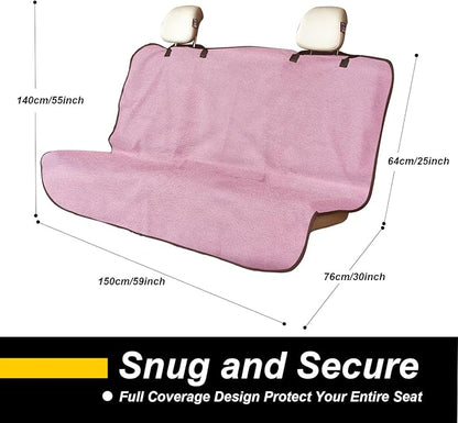 Back Seat Cover for Car Trucks Van SUV,Waterproof Rear Bench Towel Seat Covers for Dogs and Kids,Automotive Backseat Protector (Pink)