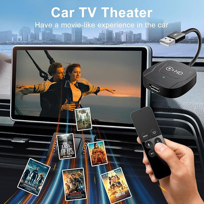 Wireless CarPlay Adapter with HDMI Input Port, 2-in-1 Car TV Mate CarPlay Wireless Adapter Converter Compatible with Switch, TV Sticks for Cars with Factory Wired CarPlay, Streaming Devices for TV