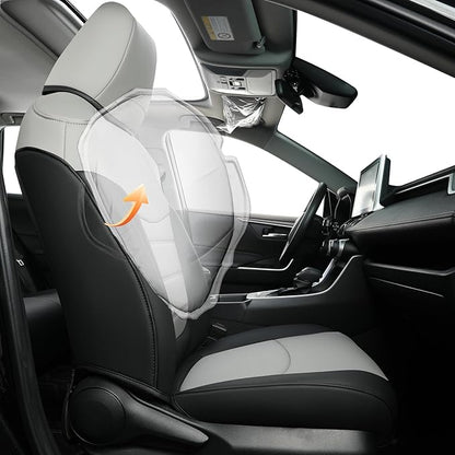 RISINGSTAR Rav4 Hybrid Seat Covers, fit 2019-2025 Toyota Rav4 Hybrid LE,XLE,Woodland Edition,XLE Premium,Limited, Not for XSE/SE/Plug-in(Black&Gray)