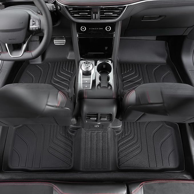 Floor Mats Set for Ford Escape 2020-2024 2025 Accessories (Not for Hybrid), Full Coverage All Weather Floor Mats Cargo Mat with Backrest Protectors & Door Sill Guards