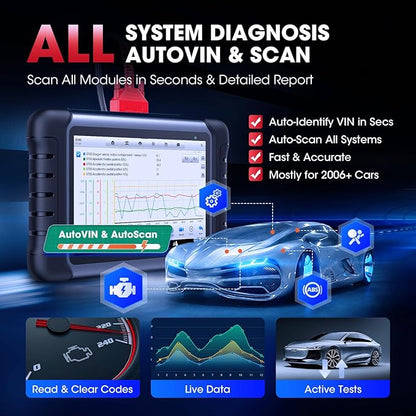 Autel Scanner MaxiCOM MK808S: 2025 Bidirectional Tool as MK808BT Pro MX808S M808Z, Work as MaxiCheck MX900 MK900BT, 28+ Service, Active Test, All System Diagnose, Injector Coding, FCA Autoauth OS 11