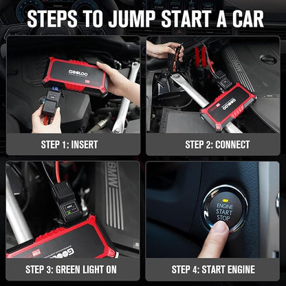 GOOLOO New GP2000 Jump Starter, 12V 2000A Car Jumper Starter(Up to 8.0L Gas, 6.0L Diesel Engines), SuperSafe Portable Battery Charger, Auto Lithium Box Booster Pack with USB Quick Charge, red