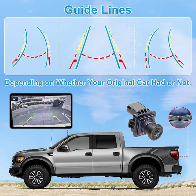 F150 Backup Camera Rear View Parking Assist Camera 170° HD Night Vision Compatible with Ford F150 2010-2014 Mustang 2015-2020 Lincoln MKC 2015-2019 EL3T-19G490-AA EL3Z-19G490-D BL3Z-19G490-B