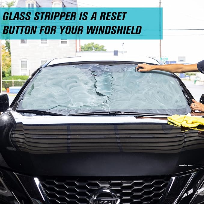 Invisible Glass 91411 3.38-Ounce Glass Stripper Water Spot Remover Kit Eliminates Coatings, Waxes, Oils and More to Polish and Restore Automotive Glass, white (Pack of 2)