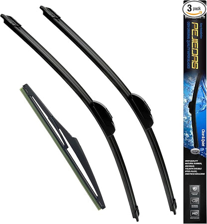 3 Wiper Blades, Front Wiper + Rear Wiper Blades for Toyota Highlander 2001-2007/Toyota RAV4 2001-2005 (22 inch + 19 inch + 12 inch) OE Original Style