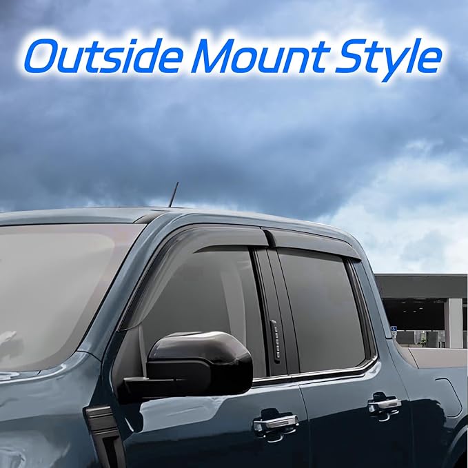 Rain Guard Fit for 2010-2017 GMC Terrain, Outside-Mount Side Window Visor Deflector, Dark Smoke Sun Vent Shade Shield, 2010 2011 2012 2013 2014 2015 2016 2017, 4pcs