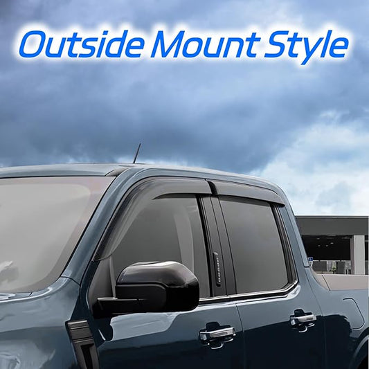 Rain Guard Fit for 2010-2017 GMC Terrain, Outside-Mount Side Window Visor Deflector, Dark Smoke Sun Vent Shade Shield, 2010 2011 2012 2013 2014 2015 2016 2017, 4pcs