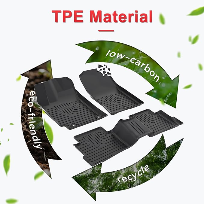 Wayhigh-All Weather Floor Mats Fit for Hyundai Santa Cruz 2022-2024 2025 Custom Fit TPE Heavy Duty Car Mats Santa Cruz Accessories-Black
