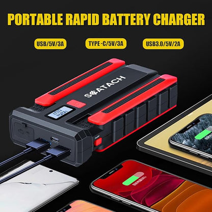 Scatach 002 5000A Car Battery Jump Starter,12V Jump Starter Battery Pack (up to 14.0L Gasoline and 12.0L Diesel Engine), Portable Jump Box with LED Display, 3 Modes Flashlight and Jumper