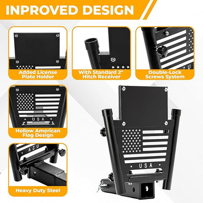Heavy Duty Dual Hitch Flag Holder with 2'' Trailer Receiver, Trailer Hitch Flag Pole Holder, Universal Hitch Flag Pole Holder Kit with Cars, Trucks, SUV, Pickups, Campers & Trailers